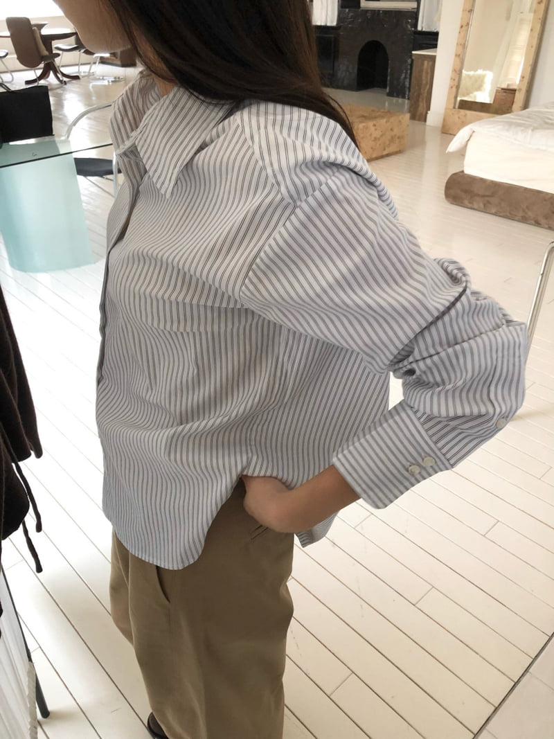 Moani - Korean Women Fashion - #momslook - Autumn Stripe Shirt - 6