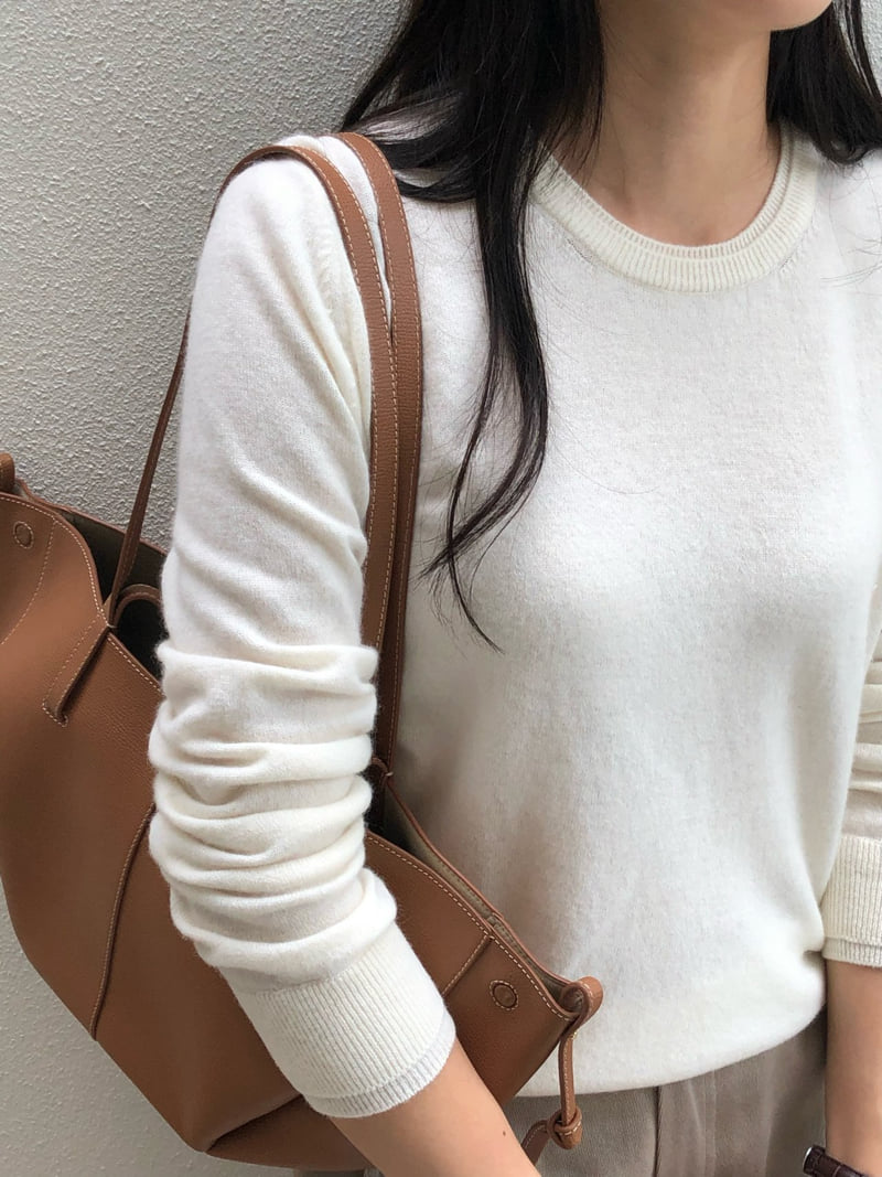 Moani - Korean Women Fashion - #restrostyle - Wool Cashmere Double Lipped Round Neck Knit Top - 2
