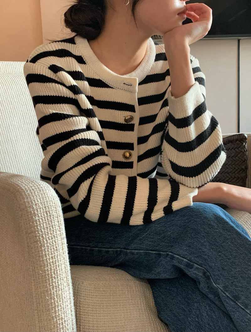 Moani - Korean Women Fashion - #shopsmall - French Stripe Cardigan - 6