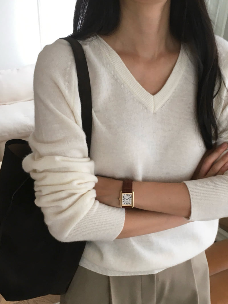 Moani - Korean Women Fashion - #womensfashion - V-neck Wool Cashmere Knit Pullover - 11