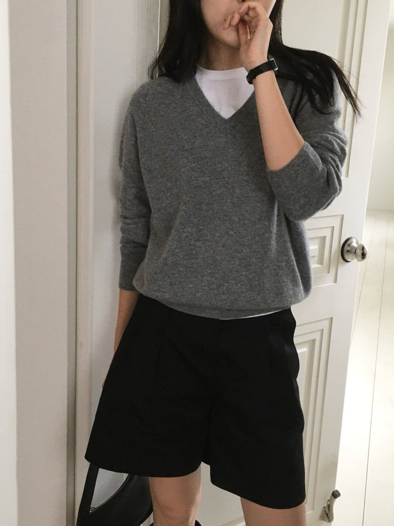 Moani - Korean Women Fashion - #womensfashion - V-neck Wool Cashmere Knit Pullover - 5