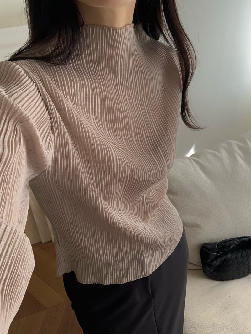 Moani - Korean Women Fashion - #womensfashion - Pleasts Mok-neck Blouse - 7
