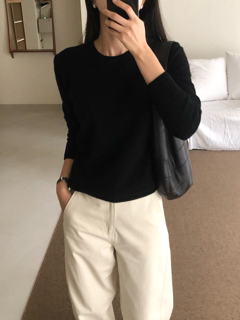 Moani - Korean Women Fashion - #womensfashion - Wool Cashmere Double Lipped Round Neck Knit Top - 10