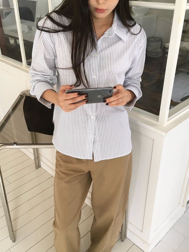 Moani - Korean Women Fashion - #womensfashion - Autumn Stripe Shirt