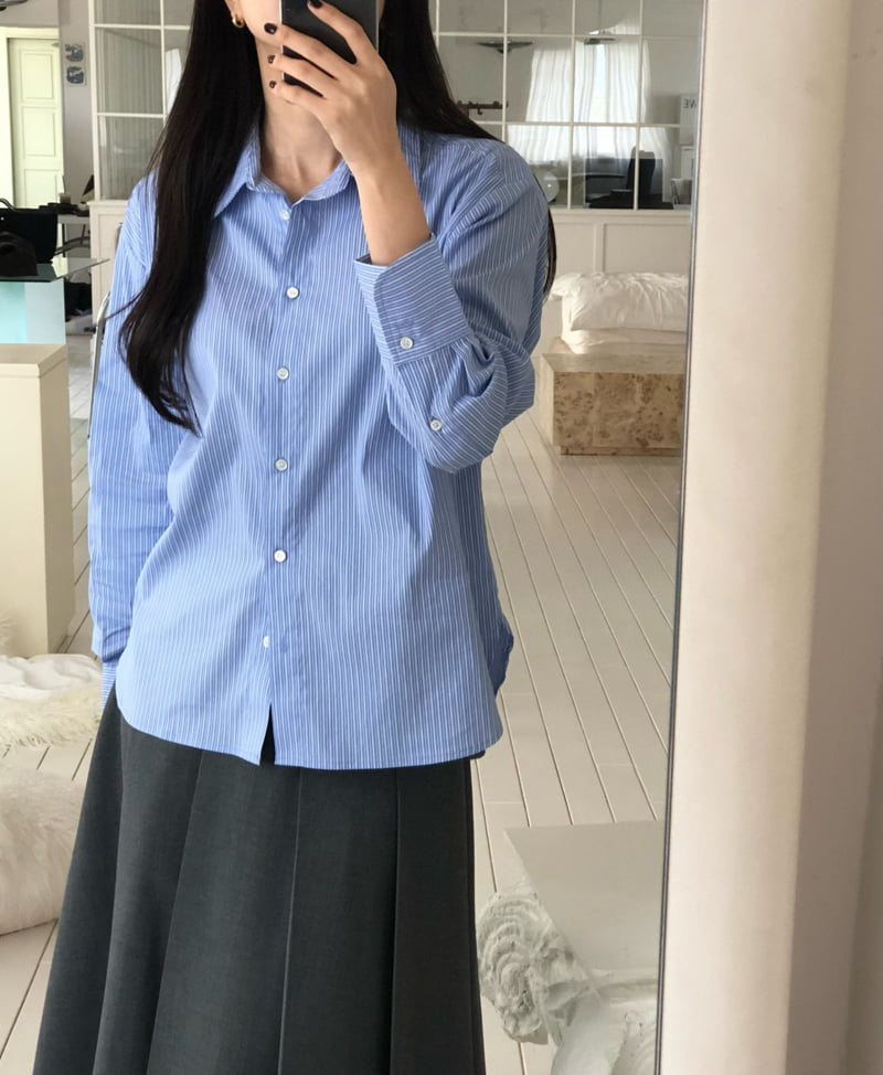 Moani - Korean Women Fashion - #womensfashion - Autumn Stripe Shirt - 7