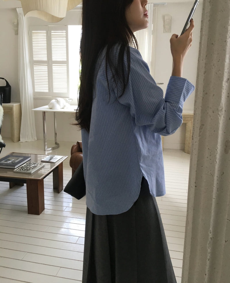 Moani - Korean Women Fashion - #womensfashion - Autumn Stripe Shirt - 9