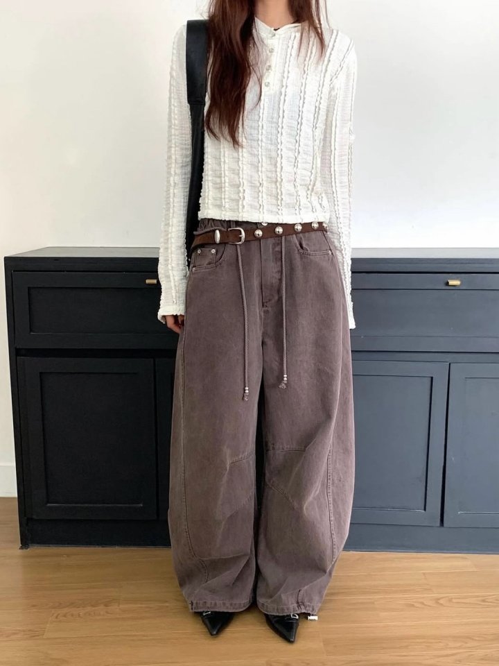 Moran Women - Korean Women Fashion - #momslook - Curved Pigment Pants - 7