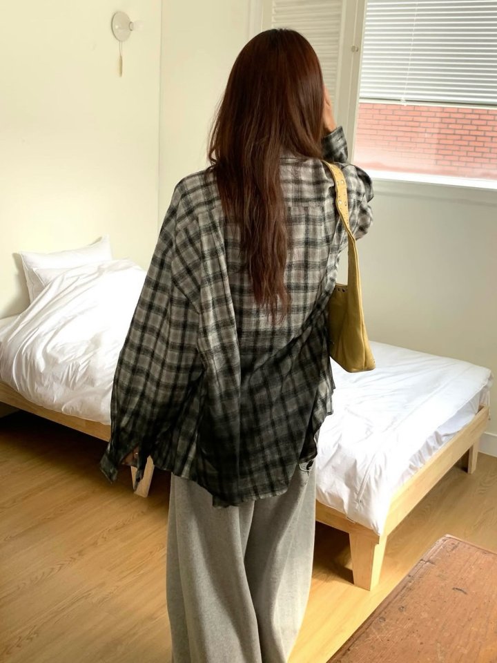 Moran Women - Korean Women Fashion - #momslook - Painting Check Shirt