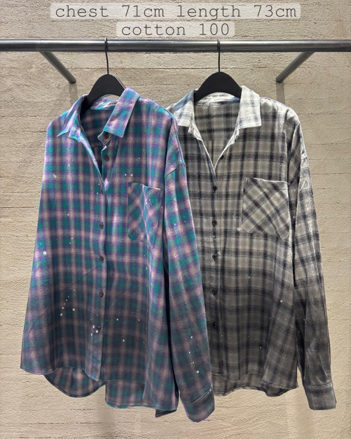 Moran Women - Korean Women Fashion - #momslook - Painting Check Shirt - 7