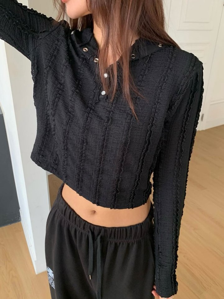 Moran Women - Korean Women Fashion - #womensfashion - Lace Snap Hoodie - 4