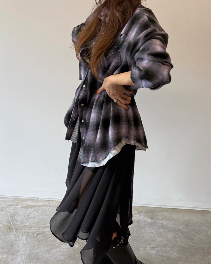 Moran Women - Korean Women Fashion - #momslook - Check Damange Shirt - 2