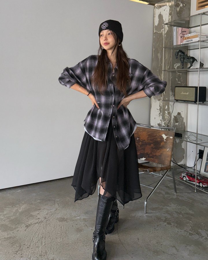 Moran Women - Korean Women Fashion - #womensfashion - Check Damange Shirt - 4