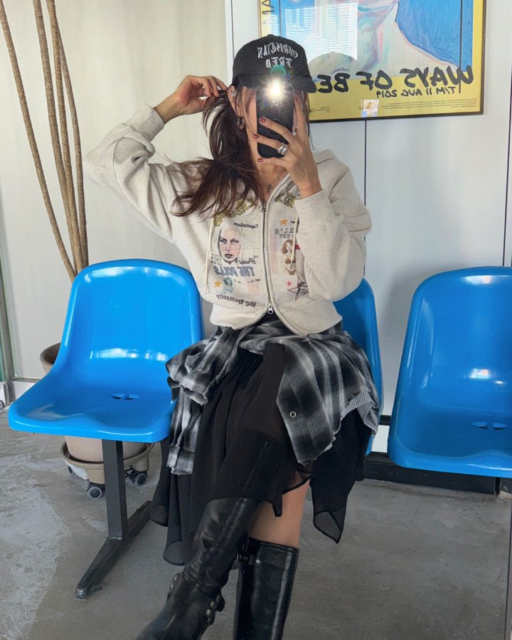 Moran Women - Korean Women Fashion - #momslook - Waffle Hood Jumper - 2
