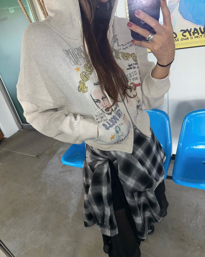 Moran Women - Korean Women Fashion - #momslook - Waffle Hood Jumper - 3