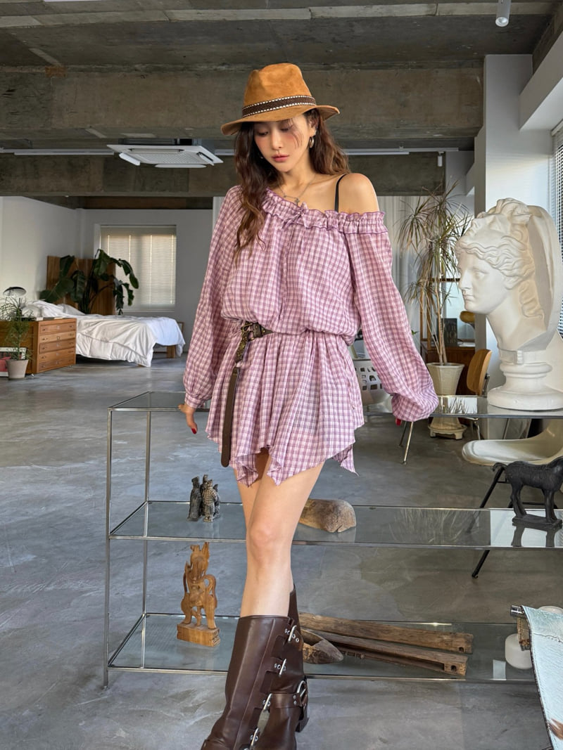 Moran Women - Korean Women Fashion - #momslook - Becoming Check One-piece - 2