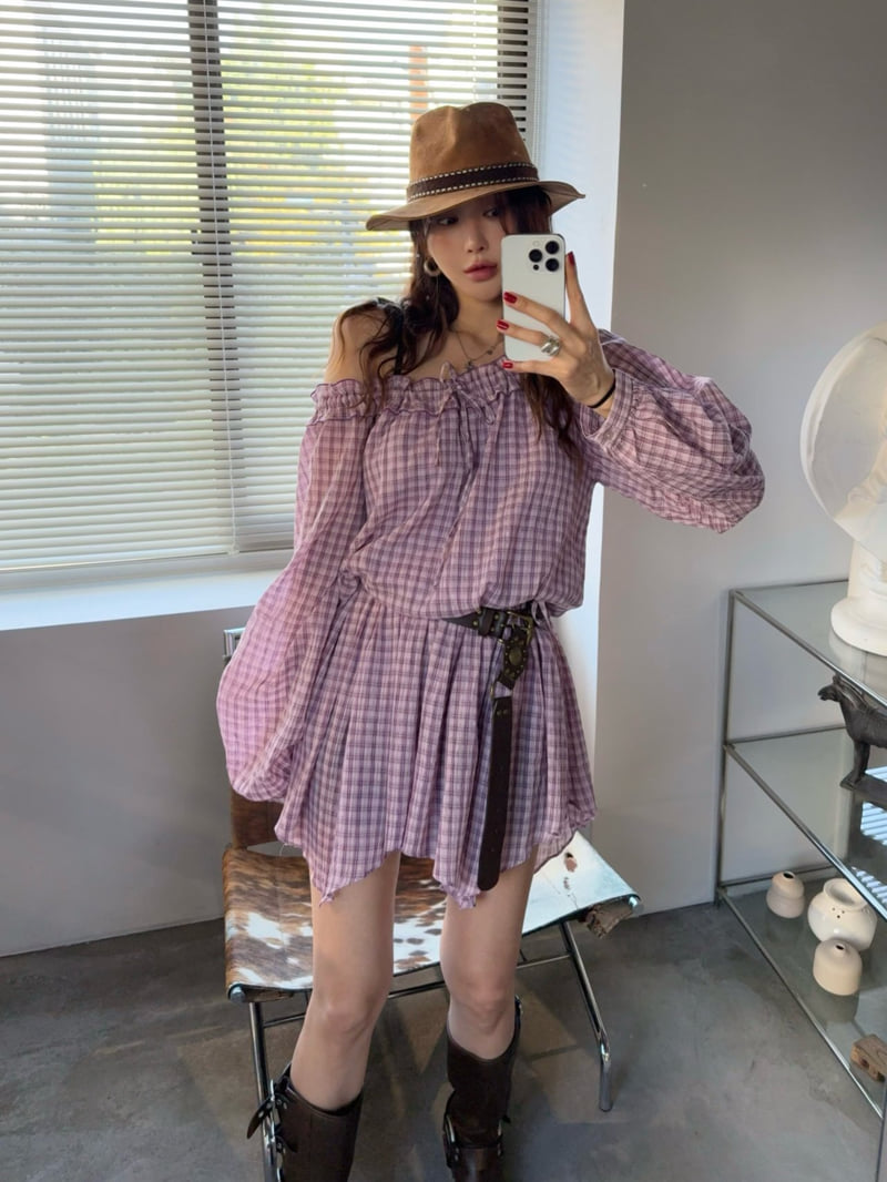 Moran Women - Korean Women Fashion - #momslook - Becoming Check One-piece - 6