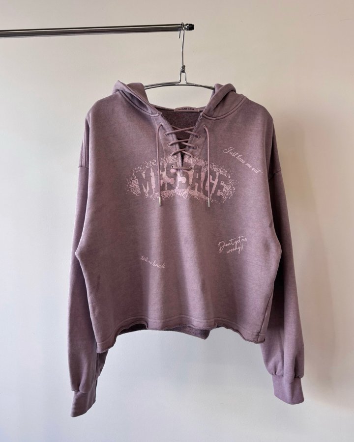 Moran Women - Korean Women Fashion - #pursuepretty - Message Crop Hoodie - 9