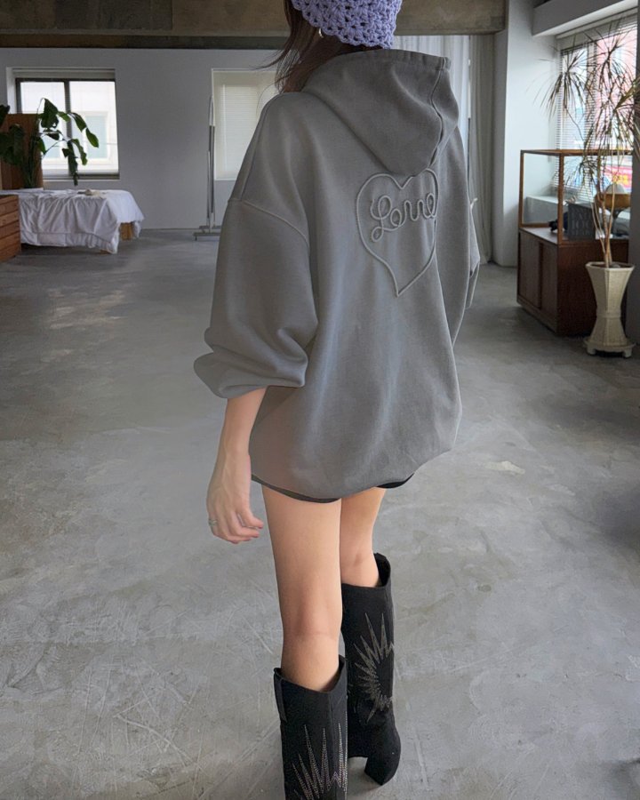Moran Women - Korean Women Fashion - #shopsmall - Love String Oversized Hoodie - 7