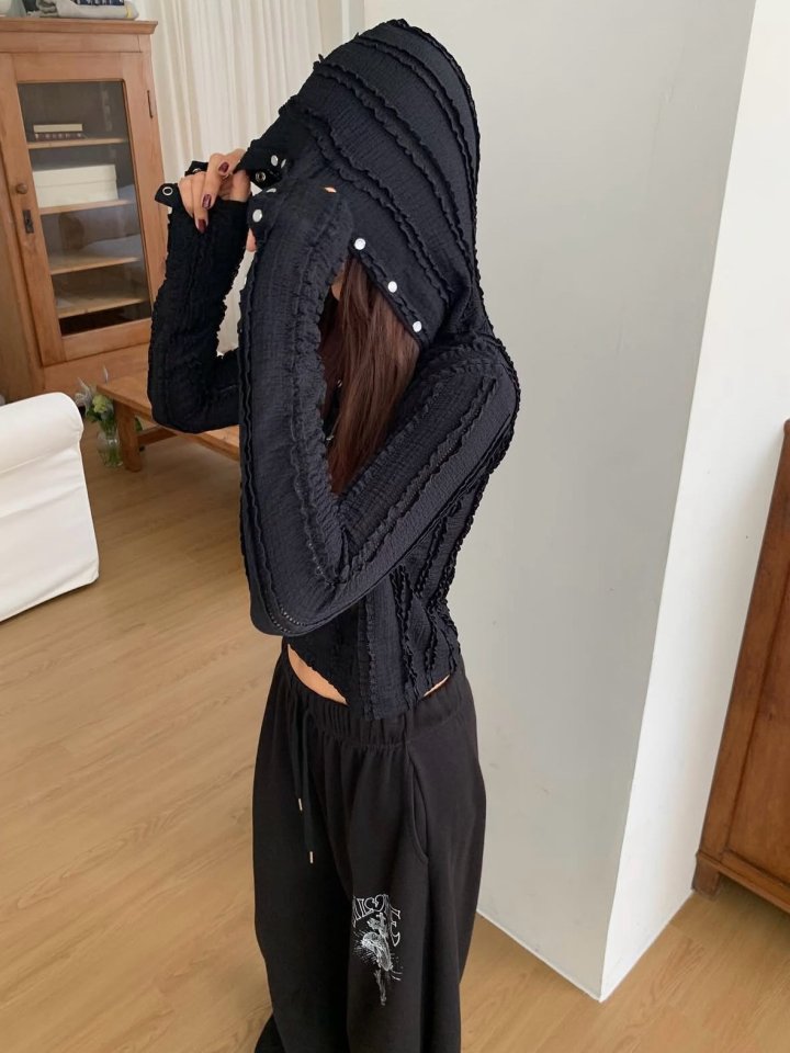 Moran Women - Korean Women Fashion - #womensfashion - Lace Snap Hoodie - 3