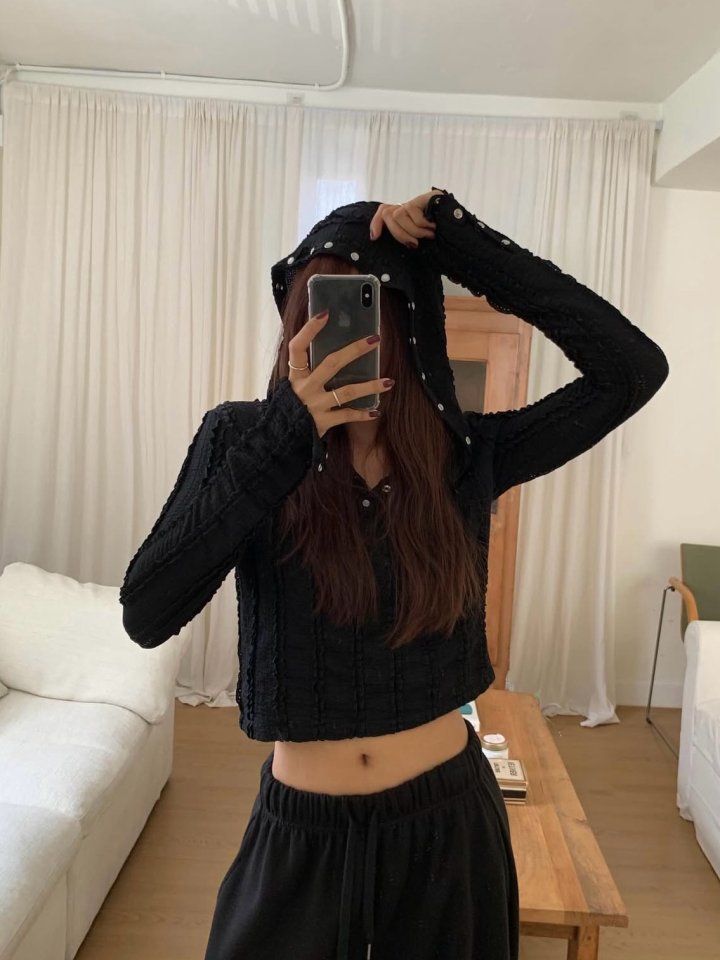 Moran Women - Korean Women Fashion - #womensfashion - Lace Snap Hoodie - 7