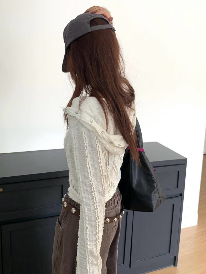 Moran Women - Korean Women Fashion - #momslook - Lace Snap Hoodie - 4
