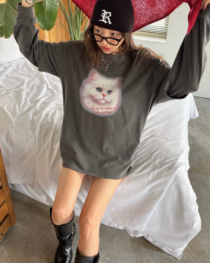 Moran Women - Korean Women Fashion - #womensfashion - Meow Pigment Tee - 2