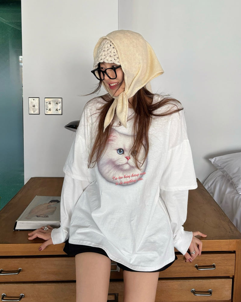 Moran Women - Korean Women Fashion - #womensfashion - Meow Pigment Tee - 8