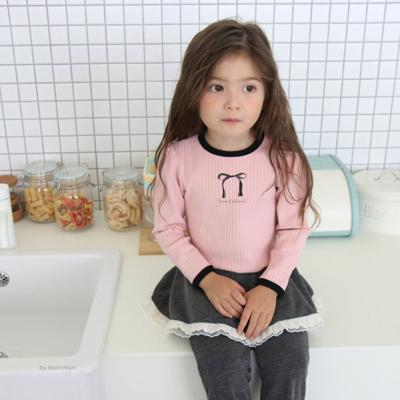 Mori Mori - Korean Children Fashion - #designkidswear - Ribbon Ribbed Tee - 4