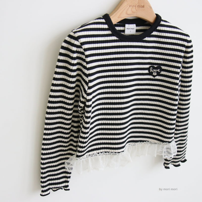 Mori Mori - Korean Children Fashion - #discoveringself - Stripe Heart Tee - 2