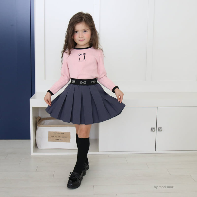 Mori Mori - Korean Children Fashion - #kidsstore - Ribbon Ribbed Tee - 7