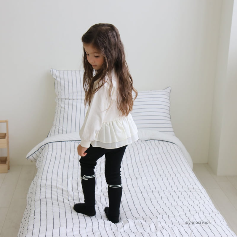 Mori Mori - Korean Children Fashion - #kidsshorts - Ribbon Layered Tee - 4
