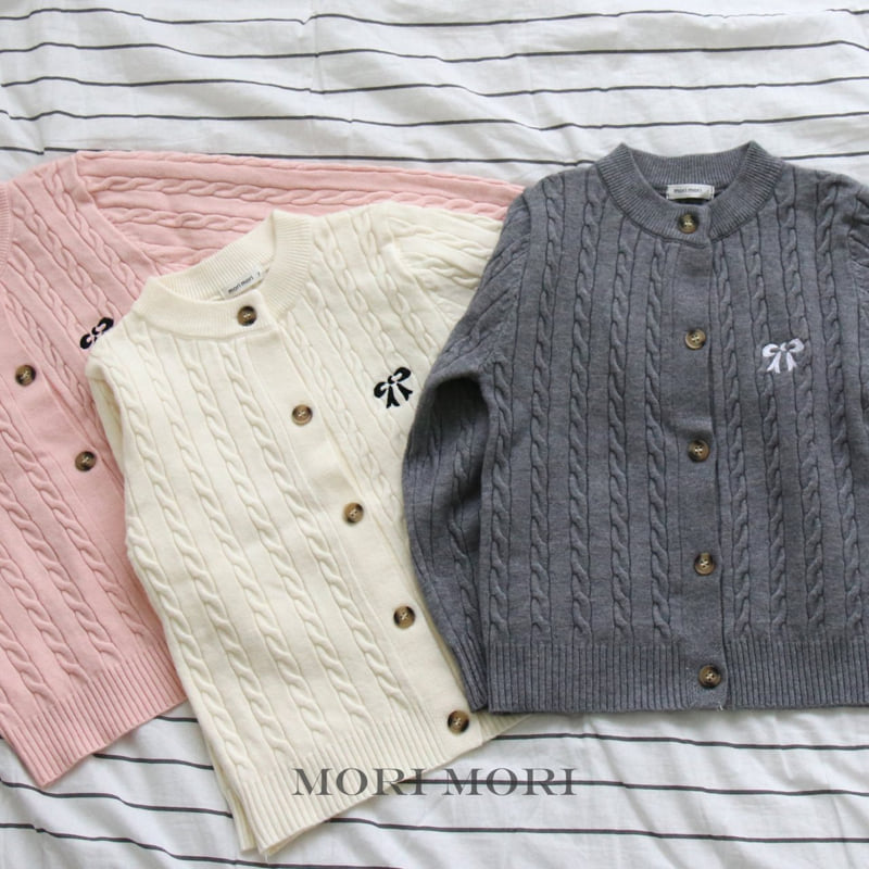 Mori Mori - Korean Children Fashion - #kidsstore - Cable Ribbon Cardigan - 2
