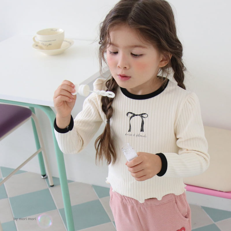 Mori Mori - Korean Children Fashion - #kidzfashiontrend - Ribbon Ribbed Tee - 8