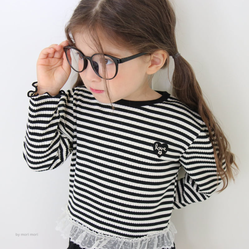 Mori Mori - Korean Children Fashion - #littlefashionista - Stripe Heart Tee - 8