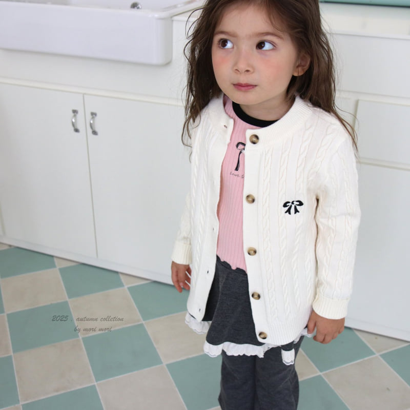 Mori Mori - Korean Children Fashion - #prettylittlegirls - Cable Ribbon Cardigan - 8