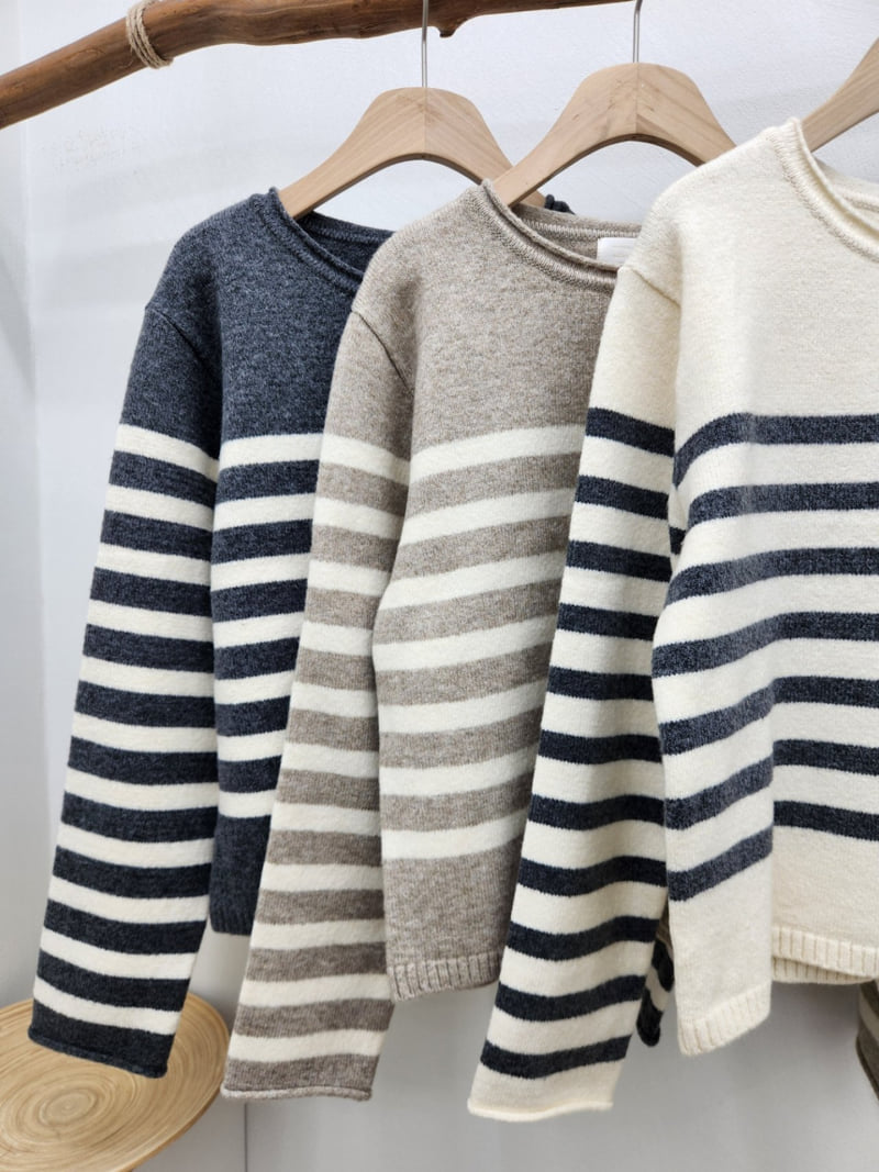 Most - Korean Women Fashion - #momslook - Soft Stripe Knit - 5