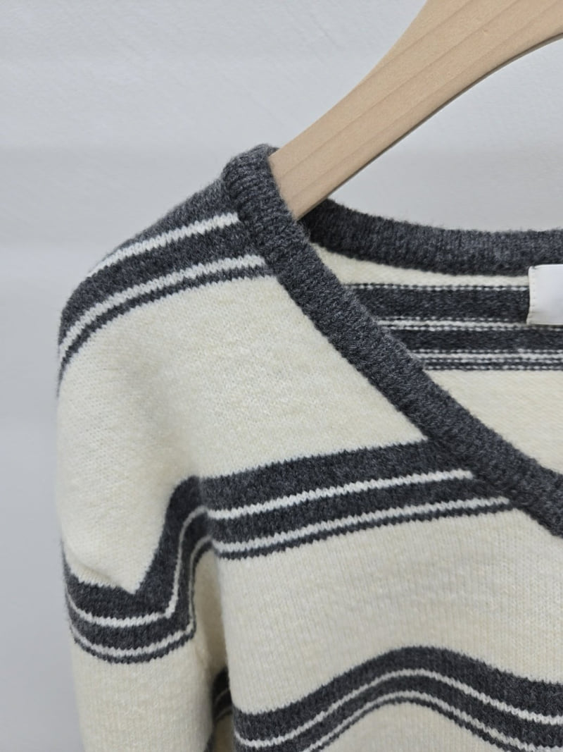 Most - Korean Women Fashion - #momslook - V Stripe Knit - 8