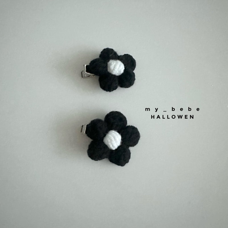 My Bebe - Korean Baby Fashion - #babyboutique - Black Flower Pin Set - 2