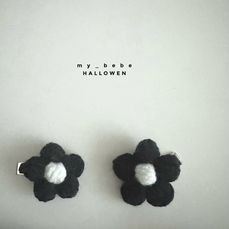 My Bebe - Korean Baby Fashion - #babyclothing - Black Flower Pin Set - 5