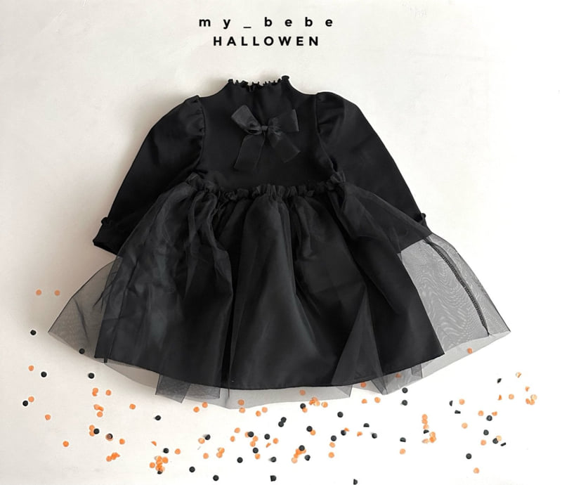 My Bebe - Korean Baby Fashion - #babygirlfashion - Halloween Big Ribbon One-piece