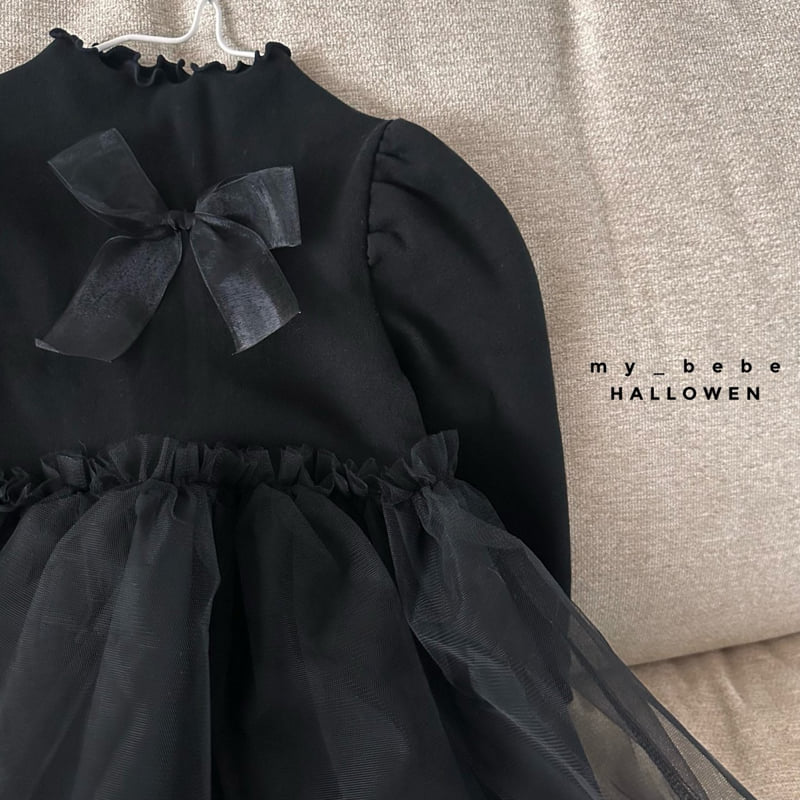 My Bebe - Korean Baby Fashion - #babyoninstagram - Halloween Big Ribbon One-piece - 4