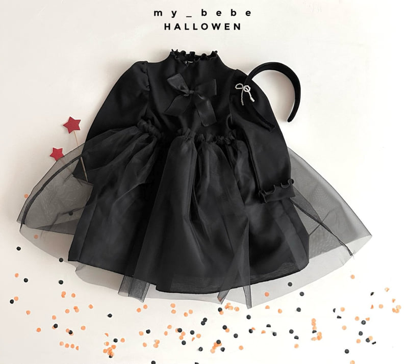 My Bebe - Korean Baby Fashion - #babyoutfit - Halloween Big Ribbon One-piece - 6