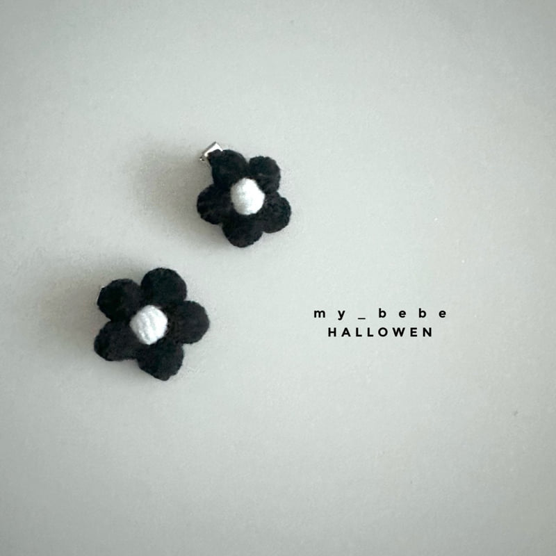 My Bebe - Korean Baby Fashion - #onlinebabyshop - Black Flower Pin Set