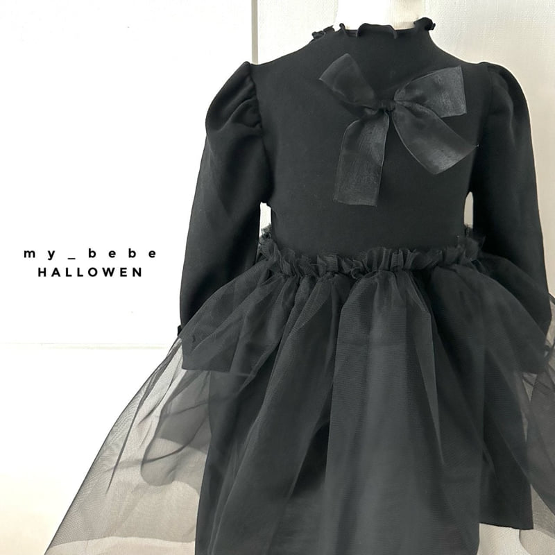 My Bebe - Korean Baby Fashion - #onlinebabyshop - Halloween Big Ribbon One-piece - 9