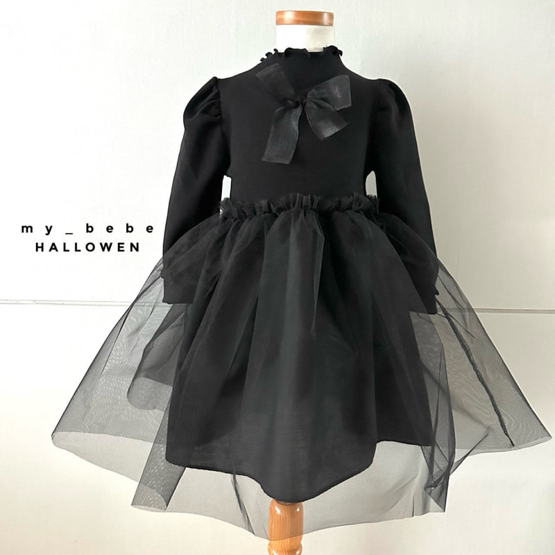 My Bebe - Korean Baby Fashion - #smilingbaby - Halloween Big Ribbon One-piece - 10