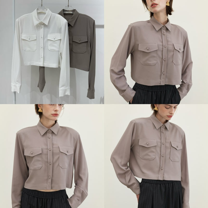 Neroli36 - Korean Women Fashion - #womensfashion - Pocket Pad Blouse - 4