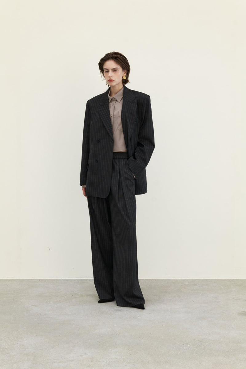 Neroli36 - Korean Women Fashion - #momslook - Wool Stripe Pleated Pants - 7