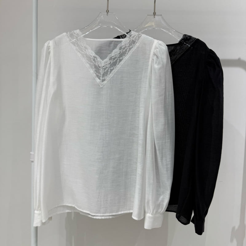 Neroli36 - Korean Women Fashion - #momslook - Silky Lace Blouse