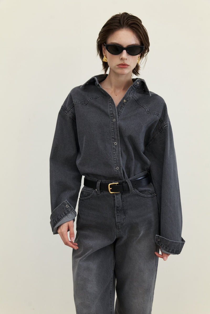 Neroli36 - Korean Women Fashion - #momslook - Gray Denim Shirt - 9