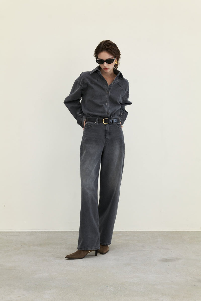 Neroli36 - Korean Women Fashion - #momslook - Gray Straight Denim Pants - 10
